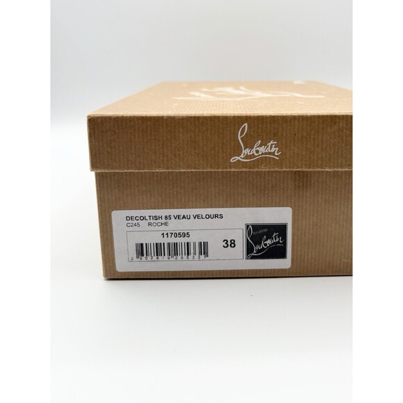 Christian Louboutin Gray Suede Stiletto Decoltish 85 Pumps Roche Sz EU 38 8 - Picture 13 of 14